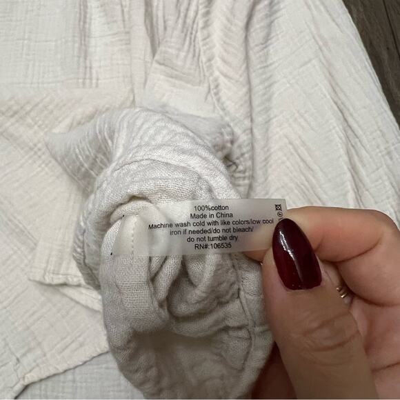 Anthro Sundays Alex Gauze Top 2 Women Cottagecore Coastal Grandmacore Natural - Picture 4 of 9